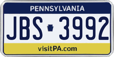 PA license plate JBS3992