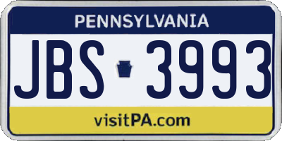 PA license plate JBS3993