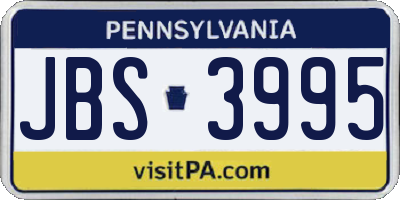 PA license plate JBS3995
