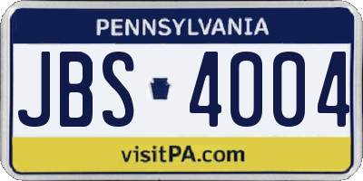 PA license plate JBS4004