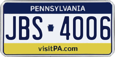 PA license plate JBS4006