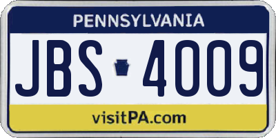 PA license plate JBS4009