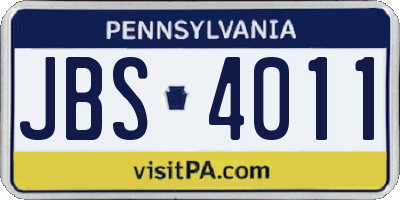 PA license plate JBS4011