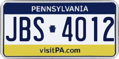 PA license plate JBS4012