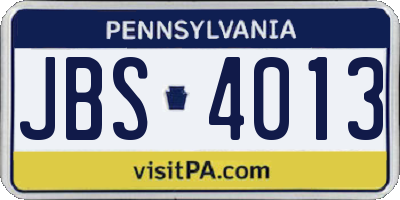 PA license plate JBS4013