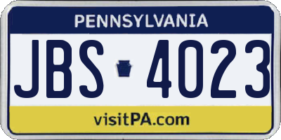 PA license plate JBS4023