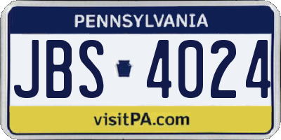 PA license plate JBS4024
