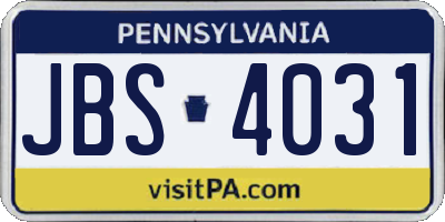 PA license plate JBS4031
