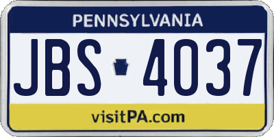 PA license plate JBS4037