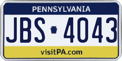PA license plate JBS4043