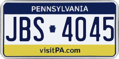 PA license plate JBS4045