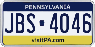 PA license plate JBS4046