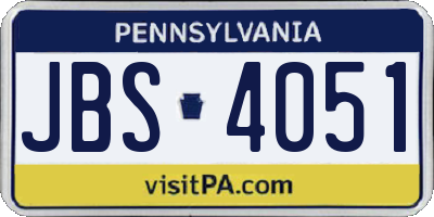 PA license plate JBS4051