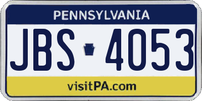 PA license plate JBS4053