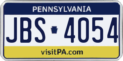 PA license plate JBS4054