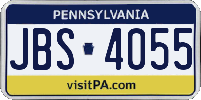 PA license plate JBS4055