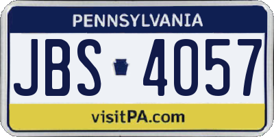 PA license plate JBS4057