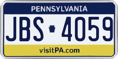PA license plate JBS4059