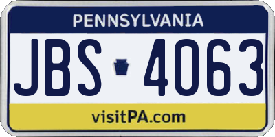PA license plate JBS4063