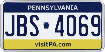 PA license plate JBS4069