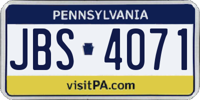 PA license plate JBS4071
