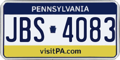 PA license plate JBS4083