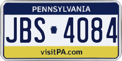 PA license plate JBS4084