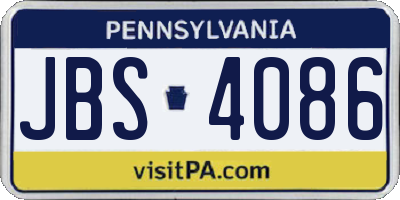 PA license plate JBS4086