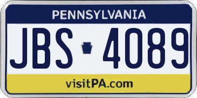 PA license plate JBS4089