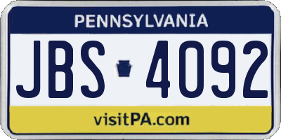 PA license plate JBS4092