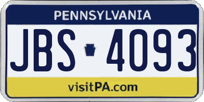 PA license plate JBS4093