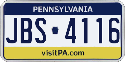 PA license plate JBS4116