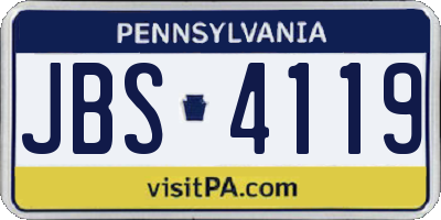 PA license plate JBS4119