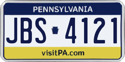 PA license plate JBS4121