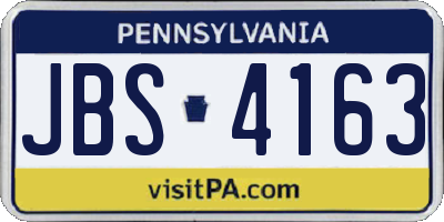 PA license plate JBS4163