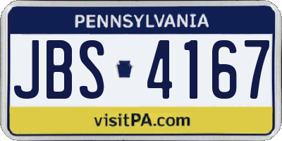 PA license plate JBS4167