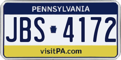 PA license plate JBS4172