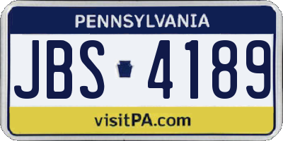 PA license plate JBS4189