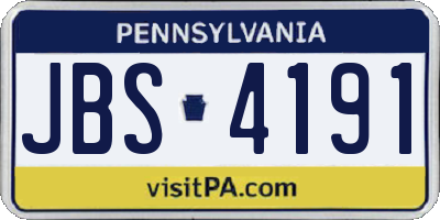PA license plate JBS4191