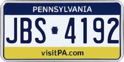 PA license plate JBS4192
