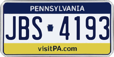 PA license plate JBS4193