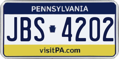 PA license plate JBS4202