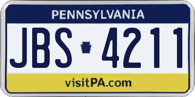 PA license plate JBS4211