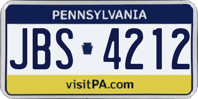 PA license plate JBS4212