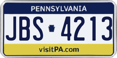 PA license plate JBS4213