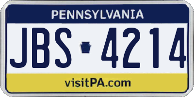 PA license plate JBS4214
