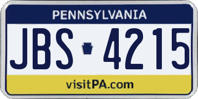 PA license plate JBS4215
