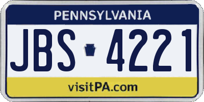 PA license plate JBS4221