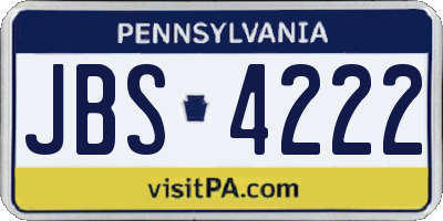 PA license plate JBS4222