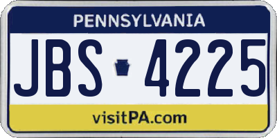 PA license plate JBS4225